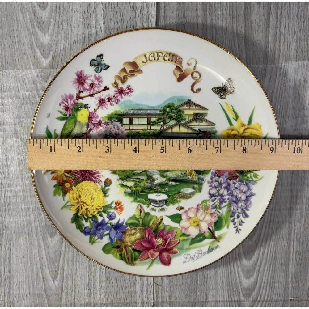 RECO 1988 By Dot Barlowe Plate Gardens flowers floral set x 7 made in USA
